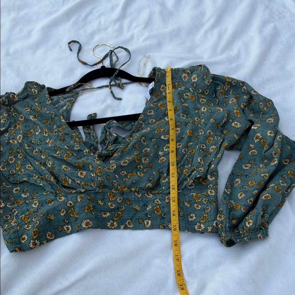 FAVLUX Green Floral Wrap Blouse - Picture 8 of 8